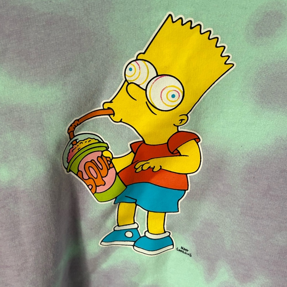 Bart Simpson Men's Lightweight Sweatshirt Sz Large Blue Purple Tie Dye S… - Picture 3 of 4